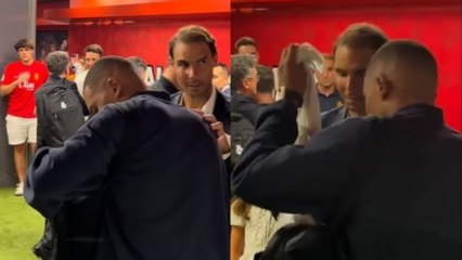 Tennis / Football - Kylian Mbappé gives Rafael Nadal his shirt after Mallorca-Real Madrid