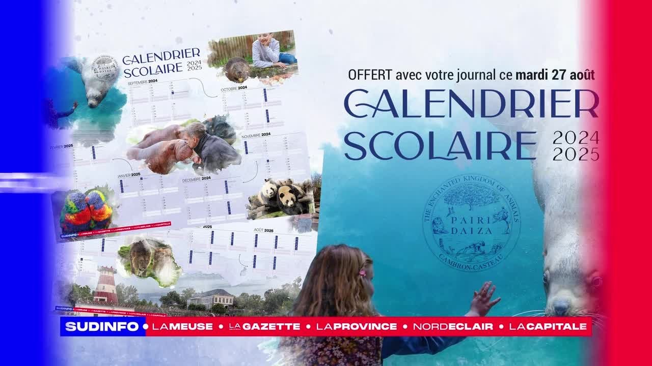 Recevez votre calendrier scolaire Pairi Daiza offert avec votre journal Sudinfo le 27 août