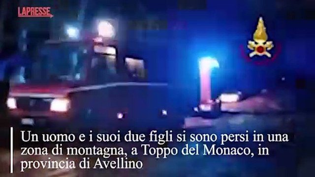 Un uomo e i suoi due figli dispersi in montagna in provincia di Avellino: il video del salvataggio dei vigili del fuoco
