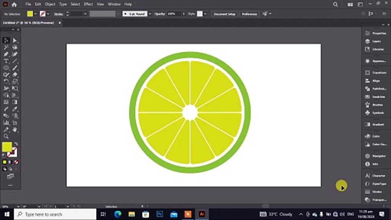 Lemon Slice Design In Adobe Illustrator