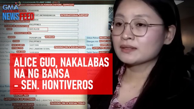 Alice Guo, nakalabas na ng bansa — Sen. Hontiveros | GMA Integrated Newsfeed