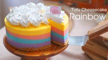 Rainbow Cheesecake | How to Make a Tofu Rainbow Cheesecake Can Try At Home