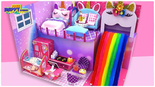 How to Make Miniature Cutest Rainbow Pony House from Cardboard DIY Miniature Cardboard