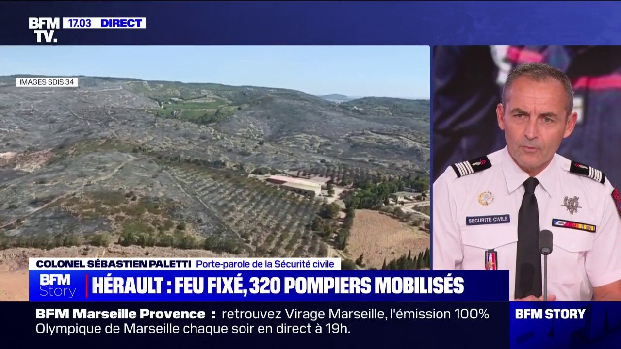 "Les conditions météo restent complexes" explique le colonel Sébastien Paletti, porte-parole de la Sécurité civile, sur les incendies dans l'Hérault