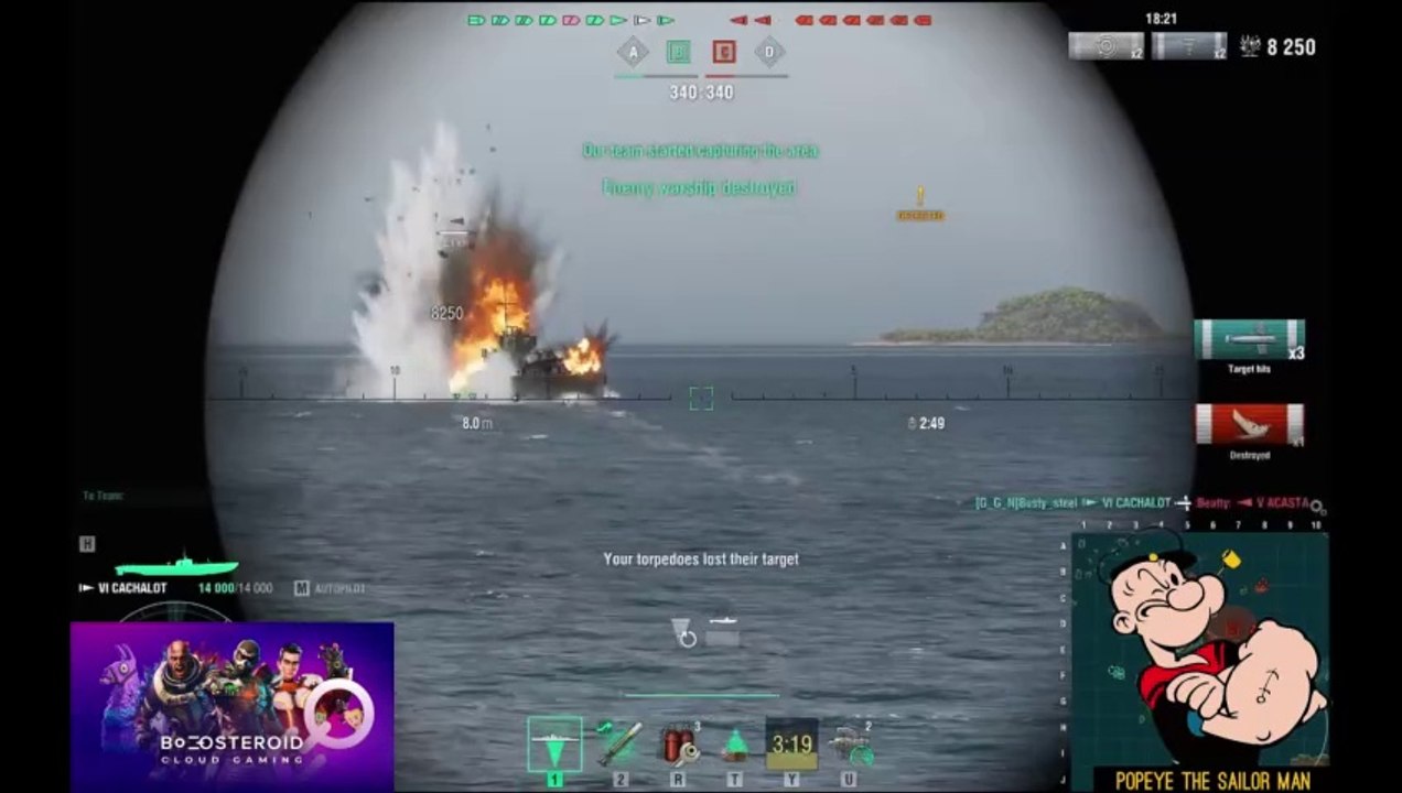 World of Warships USS Cachalot Popeye the sailor #Boosteroid #worldofwarships