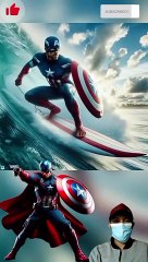 superheroes surfing in tsunami wave  part 1 ALL Characters (Marvel & DC) #avengers #dc #ai #shorts
