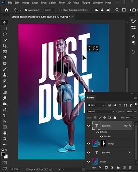 Text Stroke Effects in Photoshop #shorts #photoshop