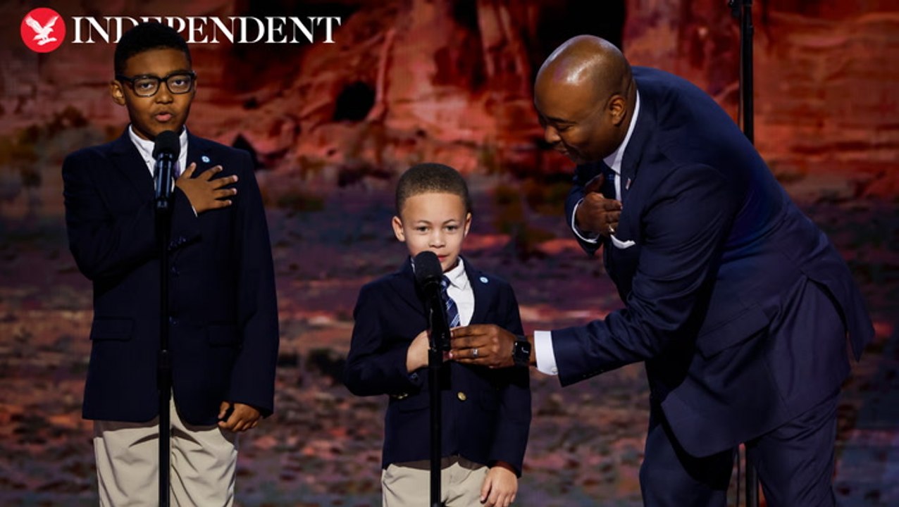 Adorable moment DNC chair’s sons lead Democratic convention in Pledge of Allegiance