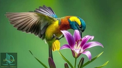 Birds in flowers