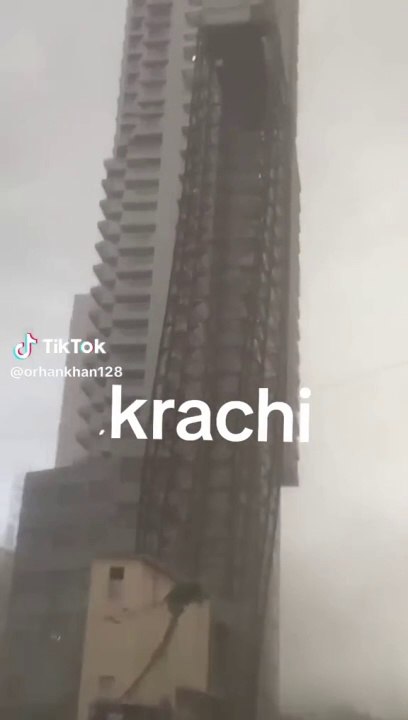Karachi storm caused to fall down of wooden made building's repairing system