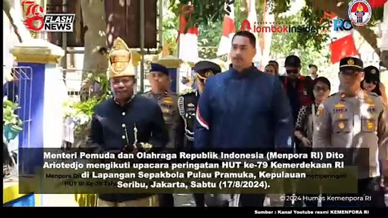 MENPORA DITO HADIRI PERINGATAN HUT KE-79 RI DI PULAU PRAMUKA, KABUPATEN KEPULAUAN SERIBU, JAKARTA