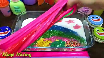 BABY SHARK Slime!! Mixing Random Things into GLOSSY Slime!! Satisfying Video
