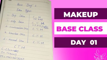 Day 01 Professional Makeup Base Course || How to Know Skin type || CTM ||Tahira.