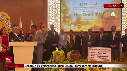 Manisa'da sezonun ilk çekirdeksiz kuru üzümü alımı törenle başladı
