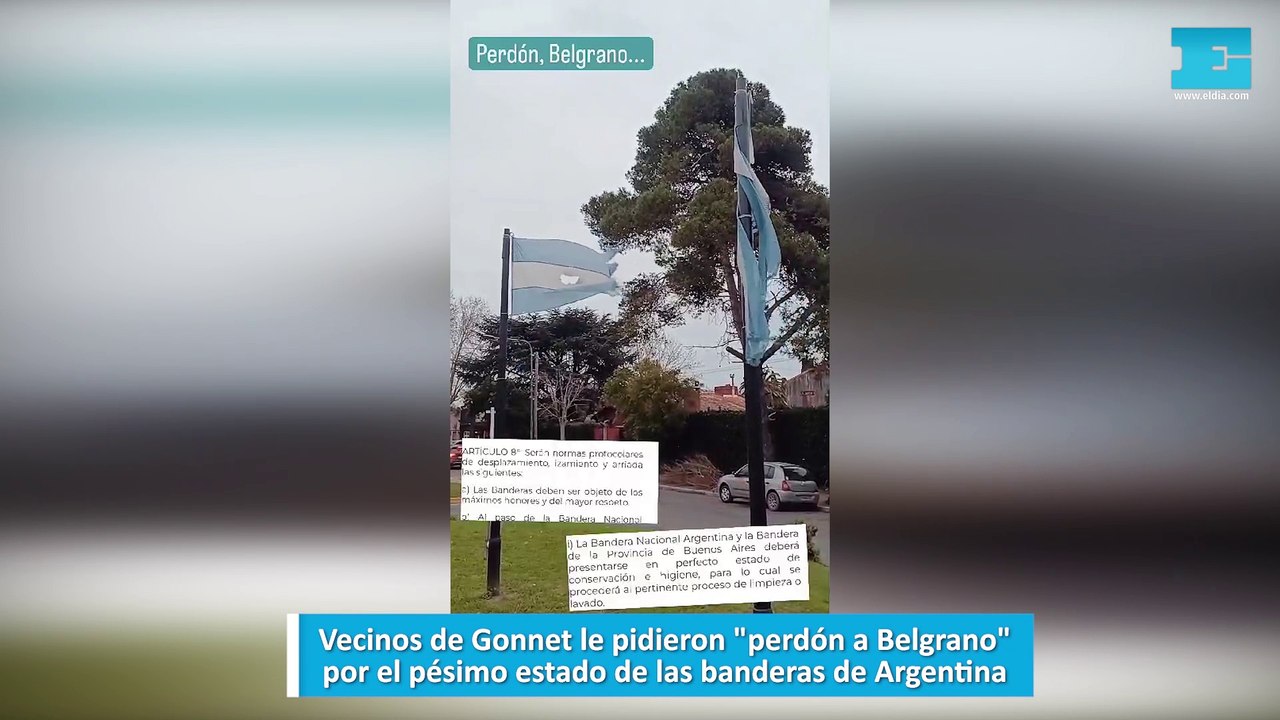 Vecinos de Gonnet le pidieron perdón a Belgrano por el pésimo estado de las banderas de Argentina
