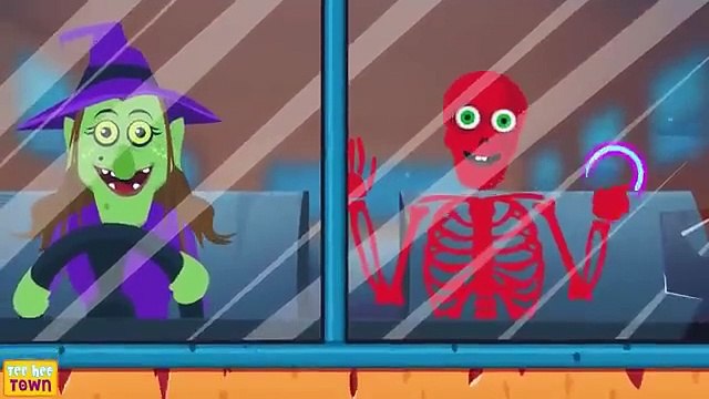 Wheels On The Bus With Five Skeletons + Spooky Scary Skeletons Songs By Teehee Town (1)