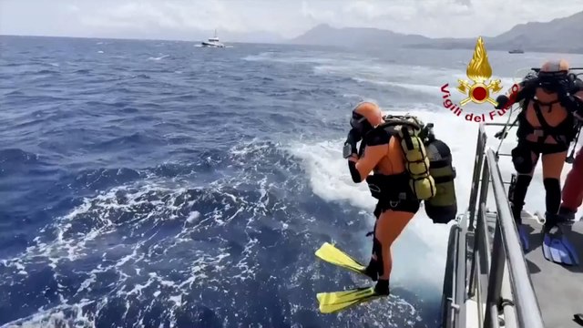 Los buzos continúan buscando desaparecidos del yate naufragado en Sicilia