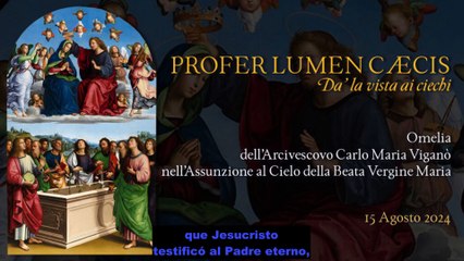Mons. Carlo Maria Viganò Profer lumen cæcis Homilía en la Asunción de la Santísima Virgen María al Cielo subtitulado en español