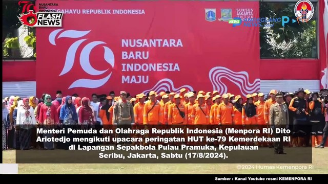 MENPORA DITO HADIRI PERINGATAN HUT KE-79 RI DI PULAU PRAMUKA, KABUPATEN KEPULAUAN SERIBU, JAKARTA