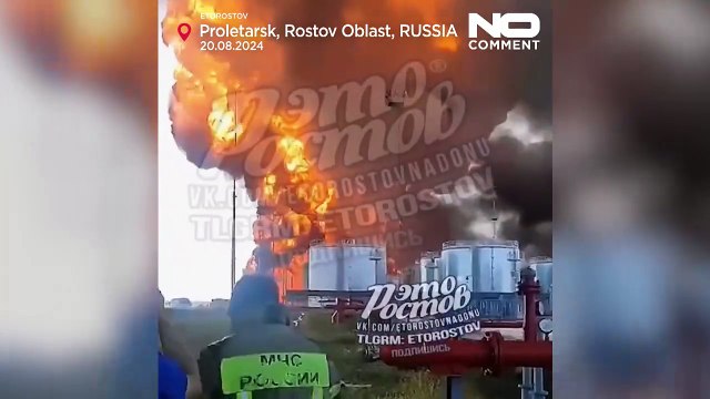 No Comment: fiamme indomabili dopo l'attacco dei droni ucraini al deposito di carburante