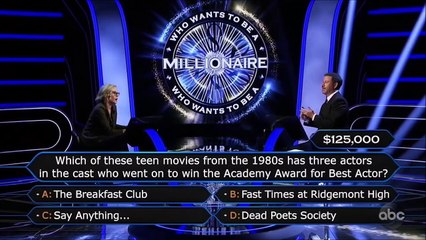 Who Wants To Be A Millionaire 10/25/20:Julie Bowen $125,000 Question