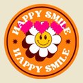 Orange Brown Modern Bold Illustrated Happy Smile Circle Sticker_20240821_013652_0001