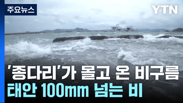 태풍 '종다리' 몰고 온 비구름...태안 100mm 넘는 비 / YTN