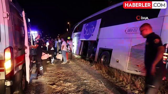 Aydın'da kontrolden çıkan yolcu otobüsü yan yattı: 1 ölü, 10 yaralı