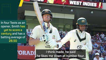 Smith says Khawaja 'likes him down at four', with India blockbuster looming