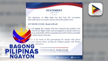 PBBM, tiniyak na may mananagot sa pag-alis ni Alice Guo sa bansa