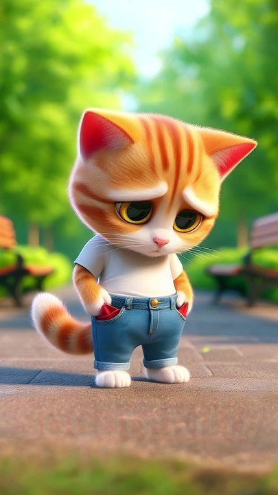 The little orange cat really wants popcorn, but has no money... #cat #cute #socutekitty #aicats