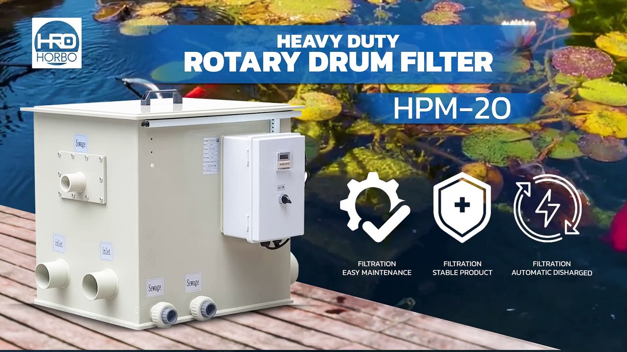 MEMBERSIHKAN KOLAM SECARA OTOMATIS! FILTER KOLAM HORBO ROTARY DRUM HPM-20