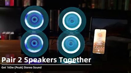 YIER Wireless TWS Bluetooth Portable Speaker | Powerful 200W Sound| Rich Bass Boost| LED Light Show| Rich Punch Bass & Beats-Driven Light Show| Beast Stereo Sound & Advanced Bluetooth 5.0