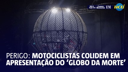 Perigo: motociclistas colidem em apresentação do 'globo da morte'