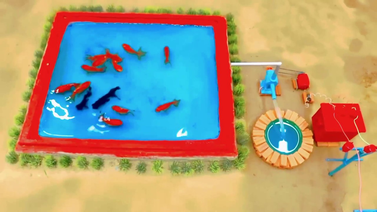 How to make mini substation supply water pump fish pond science project/ Funn Video
