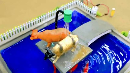 diy tractor mini bridge supply water shower of cows science project| tractor machine