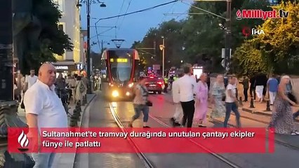 Sultanahmet'te tramvay durağında çanta unutuldu! Ekipler hemen harekete geçti