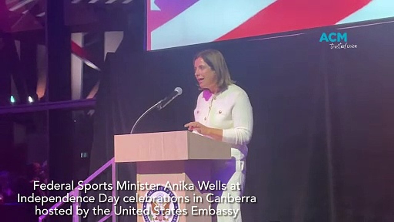 Sports Minister Anika Wells at US Embassy's Independence Day party in Canberra