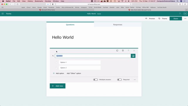 How to CREATE a Question on Microsoft Forms for Office 365 Using a Mac - Basic Tutorial | New