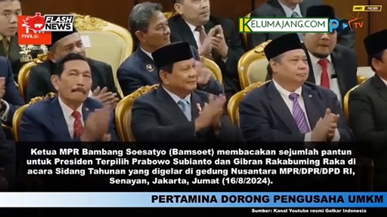 Momen Ketua MPR Bambang Soesatyo Berikan Pantun Untuk Presiden Terpilih Prabowo Gibran