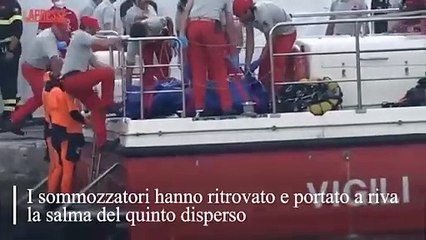 Il video del recupero del quinto disperso a bordo dello yacht Bayesian naufragato a Porticello