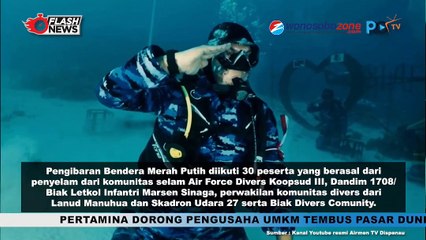 Koopsud III Kibarkan Bendera Merah Putih di Kedalaman 17 Meter di Bosnik