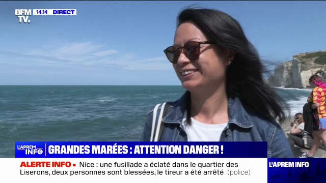 C'est impressionnant : cette touriste est venue à Étretat pour admirer les grandes marées