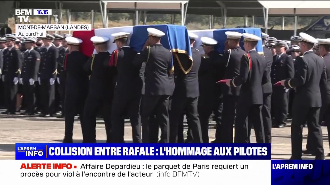 Un hommage s'est tenu à Mont-de-Marsan (Landes) pour les deux pilotes décédés dans une collision entre Rafale