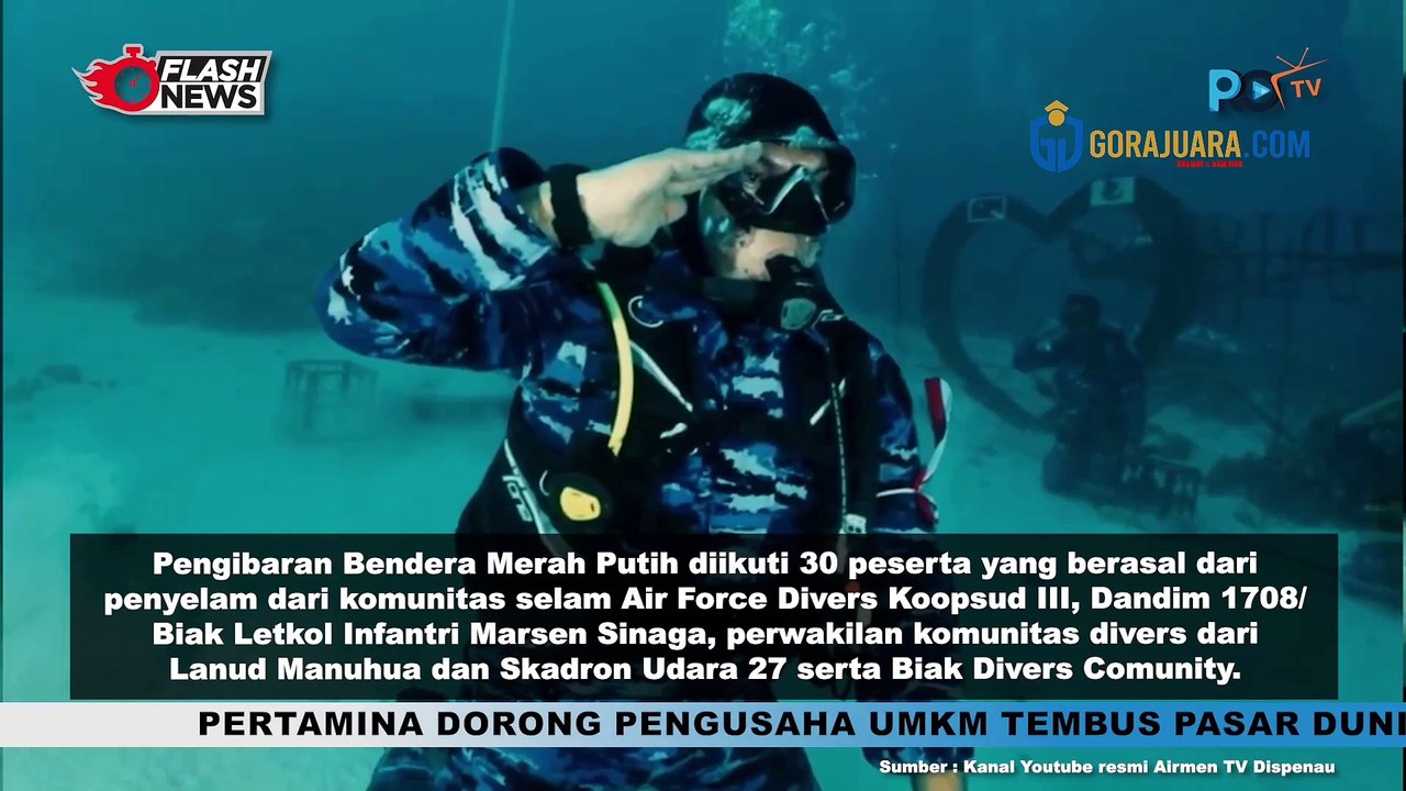 KOOPSUD III KIBARKAN BENDERA MERAH PUTIH PADA KEDALAMAN LAUT 17 METER DI PERAIRAN BOSNIK, KABUPATEN BIAK NUMFOR