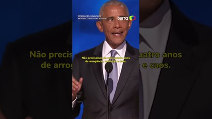 Casal Obama ataca Trump em convenção do Partido Democrata:  'Visão limitada do mundo' #shorts