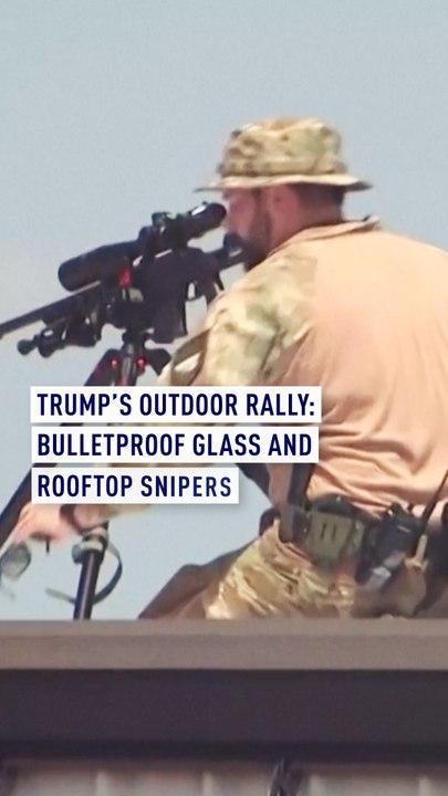 Snipers and bulletproof glass: Trump holds first outdoor rally since assassination attempt