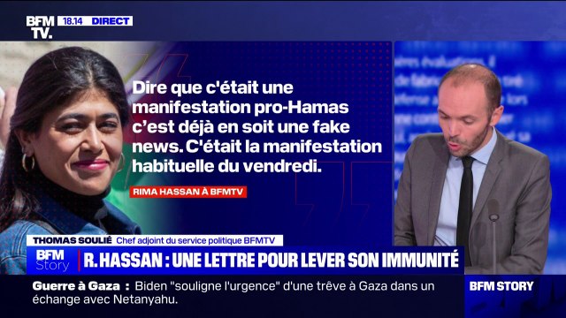 Rima Hassan affirme auprès de BFMTV que la manifestation à laquelle elle a participé en Jordanie n'était pas une manifestation pro-Hamas