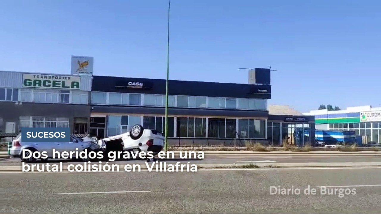 Dos heridos graves en Burgos en una brutal colisión en Villafría