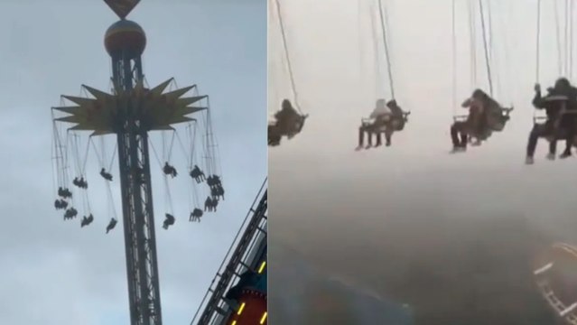 Visitantes de Six Flags quedan suspendidos a 70 metros de altura por fallas en el juego llamado Super Girl en plena lluvia